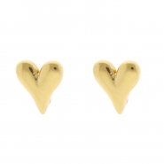 Stainless Steel - Rostfrei Stahl Schmuckzubehör Ohrringe / Ohrstecker Herz mit Öse Gold