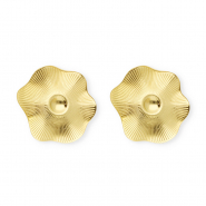 Stainless Steel - Rostfrei Stahl Schmuckzubehör Ohrringe / Ohrstecker Blume mit Öse Gold