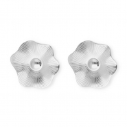 Stainless Steel - Rostfrei Stahl Schmuckzubehör Ohrringe / Ohrstecker Blume mit Öse Silver