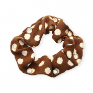 Scrunchie-Stoff Haargummi Dots mit Augen Brown-white-gold