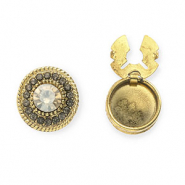 Knopfabdeckung Rund mit Strass Antique gold-grey-crystal