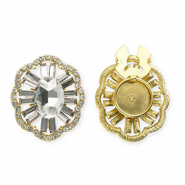Knopfabdeckung Oval Facett geschliffen mit Strass Gold-crystal