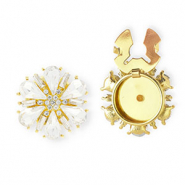 Knopfabdeckung Blume Facett geschliffen mit Strass Gold-crystal