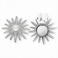 Knopfabdeckung aus rostfreiem Edelstahl Sonne mit Imitation Perle Silver-white
