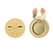 Knopfabdeckung aus rostfreiem Edelstahl Rund mit Kleeblatt Gold