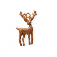 Anh&auml;nger aus rostfreiem Edelstahl mit Enamel, Rentier Gold-brown
