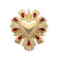 nh&auml;nger aus rostfreiem Edelstahl mit Enamel, Herz Gold-red