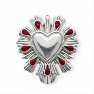 Anh&auml;nger aus rostfreiem Edelstahl mit Enamel, Herz Silver-red