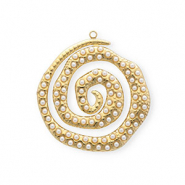 Anh&auml;nger aus rostfreiem Edelstahl, Spirale mit Imitations-Perlen Gold-white