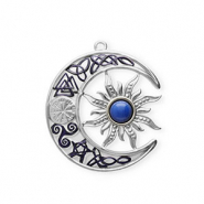 Anh&auml;nger aus rostfreiem Edelstahl mit Enamel, Mond und Sonne Silver-dark blue-white