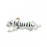 Anh&auml;nger aus rostfreiem Edelstahl mit Enamel, Tiger Gold-white-black