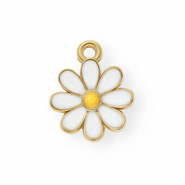Anh&auml;nger aus rostfreiem Edelstahl mit Enamel, G&auml;nsebl&uuml;mchen Gold-white-orange