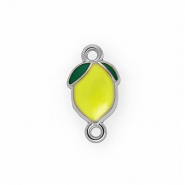 Zubeh&ouml;r aus rostfreiem Edelstahl, Zwischenst&uuml;ck mit Enamel, Zitrone Silver-yellow-green