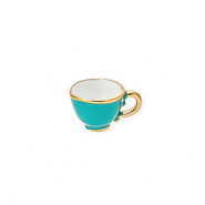Anh&auml;nger aus rostfreiem Edelstahl mit Enamel, Teetasse Gold-teal green