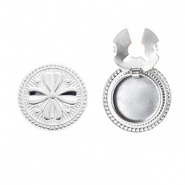 Knopfabdeckung aus rostfreiem Edelstahl Rund mit Kleeblatt Silver