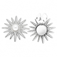 Knopfabdeckung aus rostfreiem Edelstahl Sonne mit Imitation Perle Silver-white