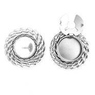 Knopfabdeckung aus rostfreiem Edelstahl Rund mit Imitation Perle Silver-white