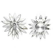 Knopfabdeckung Blume Silver-crystal