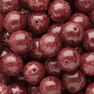 14 mm Glasperlen Burgundy red-white