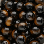 14 mm Glasperlen Black-amber yellow