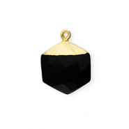 Naturstein Anh&auml;nger Chalcedon Hexagon Black-gold
