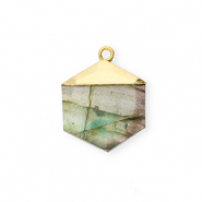 Naturstein Anh&auml;nger Labradorit Hexagon Grey-gold