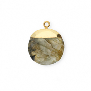 Naturstein Anh&auml;nger Labradorit Rund Grey-gold