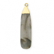 Naturstein Anh&auml;nger Labradorit Tropfenform Grey-gold
