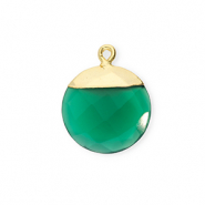 Naturstein Anh&auml;nger Chalcedon Rund Emerald green-gold