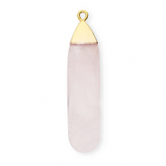 Naturstein Anh&auml;nger Quarz Tropfenform Light pink-gold