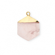 Naturstein Anh&auml;nger Quarz Hexagon Light pink-gold