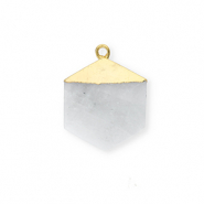 Naturstein Anh&auml;nger Mondstein Hexagon White-gold