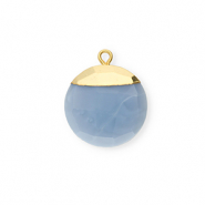 Naturstein Anh&auml;nger Chalcedon Rund Denim blue-gold