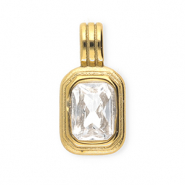 Anh&auml;nger aus rostfreiem Edelstahl mit Strass, Rechteck Gold-crystal