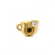 Anh&auml;nger aus rostfreiem Edelstahl mit Strass, Tasse Gold-crystal