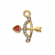 Anh&auml;nger aus rostfreiem Edelstahl mit Strass, Pfeil und Bogen Gold-crystal-red