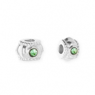 Stainless Steel - Rostfrei Stahl Perlen Spacer mit Strass 6 mm Silver-green