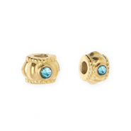 Stainless Steel - Rostfrei Stahl Perlen Spacer mit Strass 6 mm Gold-blue