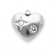Anh&auml;nger aus rostfreiem Edelstahl mit Strass, Herz Silver-crystal