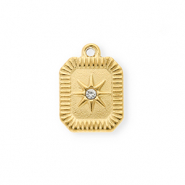 Anh&auml;nger aus rostfreiem Edelstahl mit Strass, Langgestrecktes Oktogon Gold-crystal