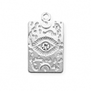 Anh&auml;nger aus rostfreiem Edelstahl mit Strass, Rechteck mit Auge Silver-crystal