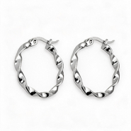 Ohrringe aus Stainless Steel - Rostfreiem Stahl Creolen 25mm Twist Silber