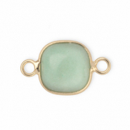 Naturstein Anh&auml;nger Zwischenst&uuml;ck 12x12mm Grayed jade green-gold