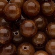 14 mm Acrylperlen Rund Brown-camel brown-white marble
