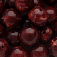18 mm Acrylperlen Rund Burgundy red-white marble