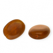 Acrylperlen Oval Brown-camel brown-white marble