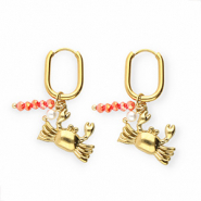 Ohrringe aus Stainless Steel - Rostfreiem Stahl Krabbe Gold-red-white