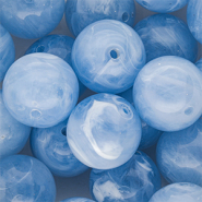 18 mm Acrylperlen Rund Light blue-white marble