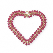Top Facett Anhänger Herz Gold-magenta pink