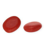 Acrylperlen Oval Red-white marble